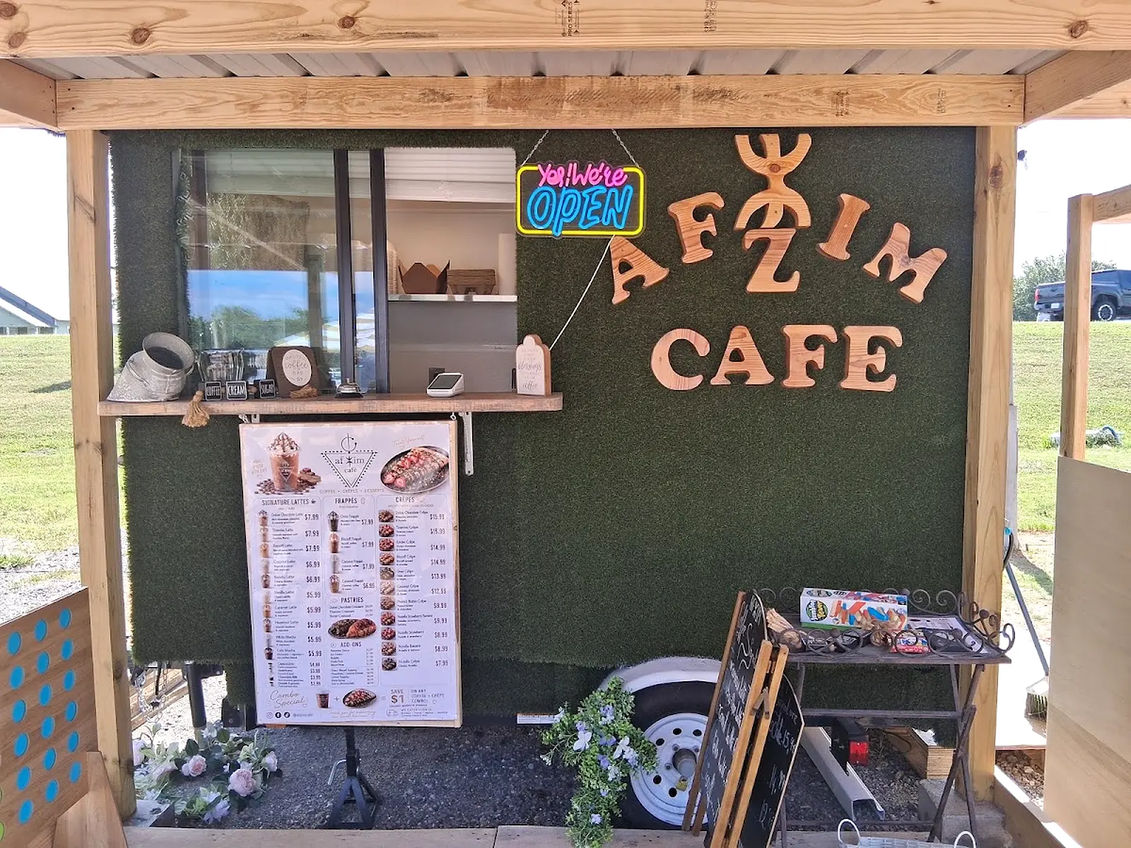 Afzim Cafe coffee trailer in Princeton, Texas